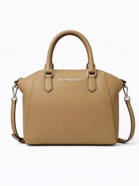 Michael Kors Beige Leather Hobo structured Shoulder Bag Crossbody